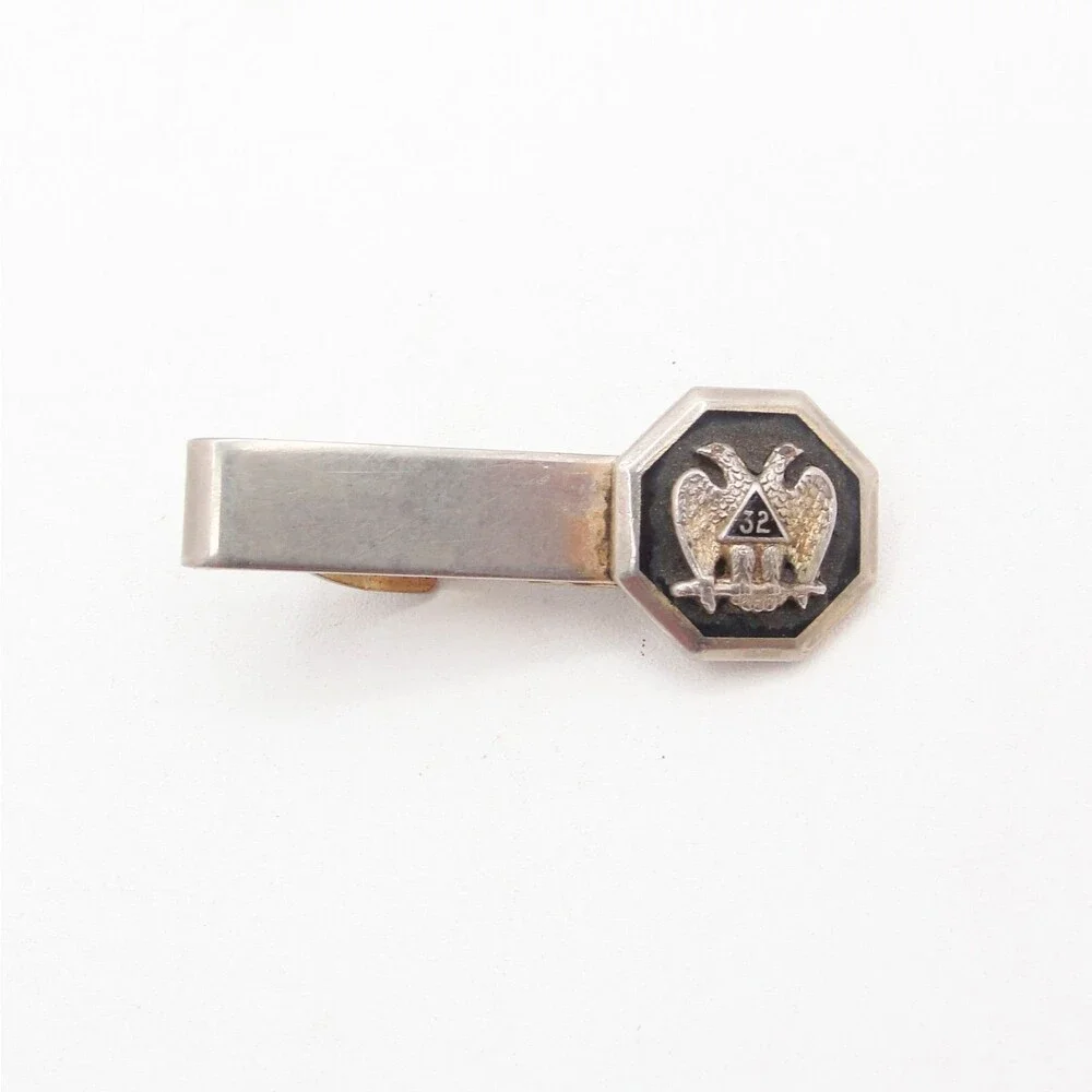 Vintage Masonic Scottish Rite 32 Degree Double Headed Eagle Tie Clip Bar US